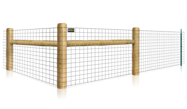 Wire Mesh T-post fence with H-brace for farms in the Columbus Ohio area.