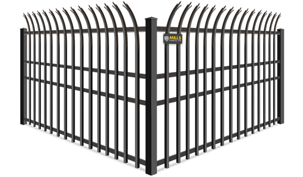 Curved Trident wrought iron fence company in Columbus Ohio